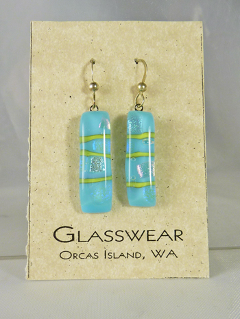 GG-WWF Fused Glass Bar Earrings, Pale Aqua/Yellow, Pink - Click Image to Close